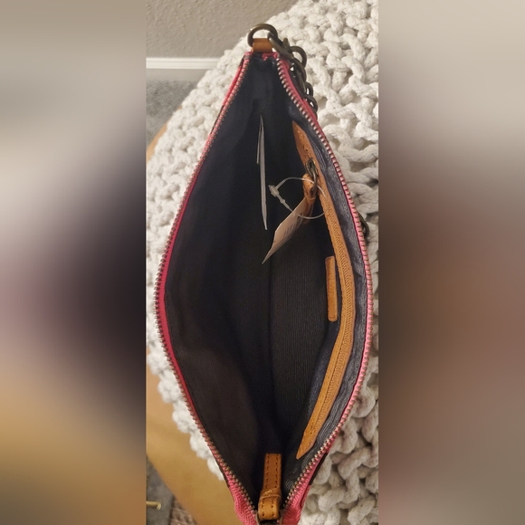 New J.Crew Silk Pink and Black Stripe Handbag Small with chain strape - Picture 5 of 6